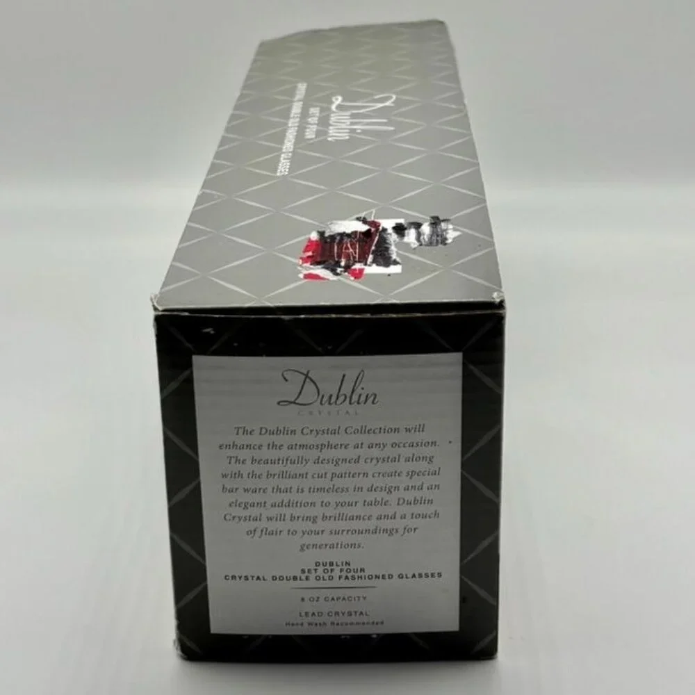 Shannon Crystal by Godinger Dublin Collection Dbl Old Fashioned Glasses Set Of 4 - Picture 12 of 15